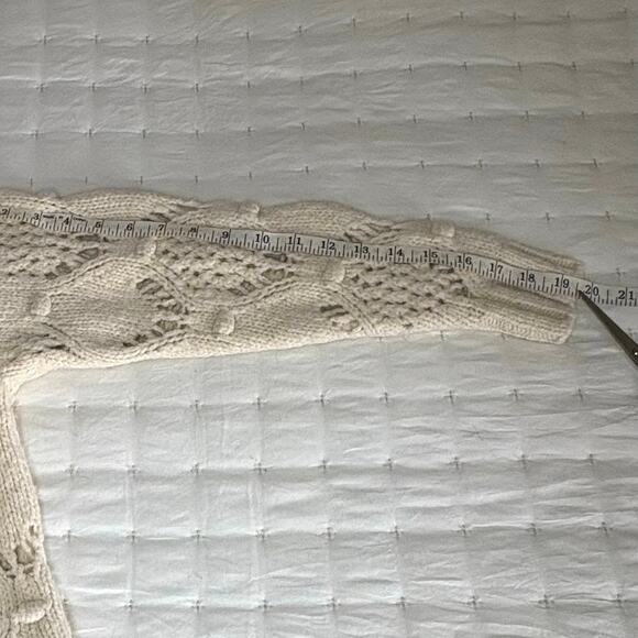 American Eagle Textured Loose Knit Pointelle Sweater Women's XS | Ivory Wool - Picture 9 of 10